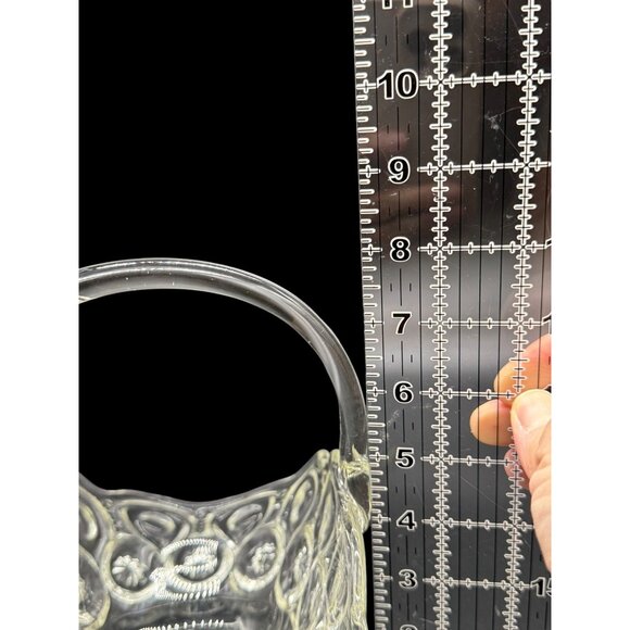 Vintage L.E. Smith Clear Moon & Stars Glass Banana Boat Basket With Handle - Picture 6 of 9